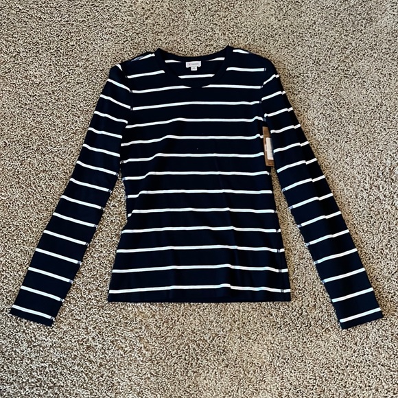 cremieux Tops - Blue White Stripe Cremieux Shirt XS